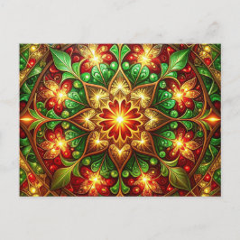 Decoratieve Rode Groene Kerst Vakantie Ansichtkaar Briefkaart