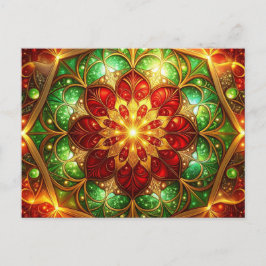 Decoratieve Rode Groene Kerst Vakantie Ansichtkaar Briefkaart