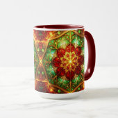 Decoratieve rode groene kerstbeker mok (Voorkant rechts)