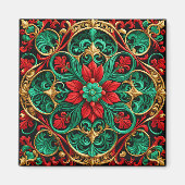 Decoratieve rode groene kerstmagneet magneet (Voorkant)