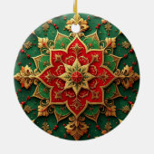 Decoratieve rode groene kerstversiering keramisch ornament (Achterkant)