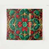 Decoratieve rode groene vakantie achtergrond wandkleed (Voorkant (horizontaal))