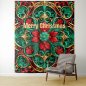 Decoratieve rode groene vakantie achtergrond wandkleed (In situ)