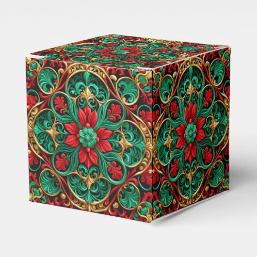 Decoratieve Rode Groene Vakantie Cadeaudoos Bedankdoosjes (Voorkant Zijde)