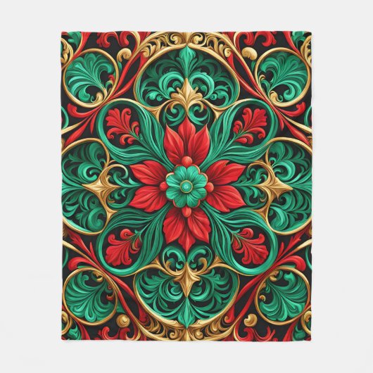Decoratieve rode groene vakantie fleece deken (Voorkant)