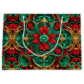 Decoratieve Rode Groene Vakantie Gift Bag Groot Cadeauzakje (Voorkant)