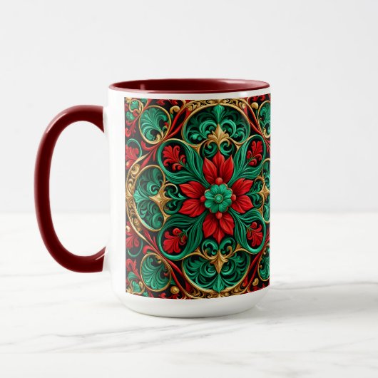 Decoratieve rode groene vakantie Mok (Links)