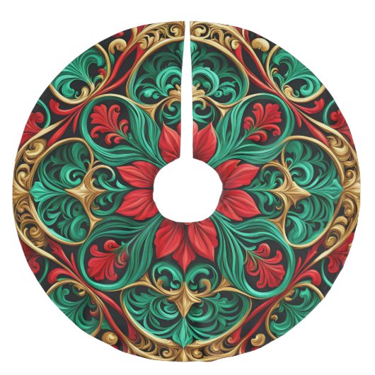 Decoratieve rode groene vakantiestoomrok kerstboom rok (Voorkant)