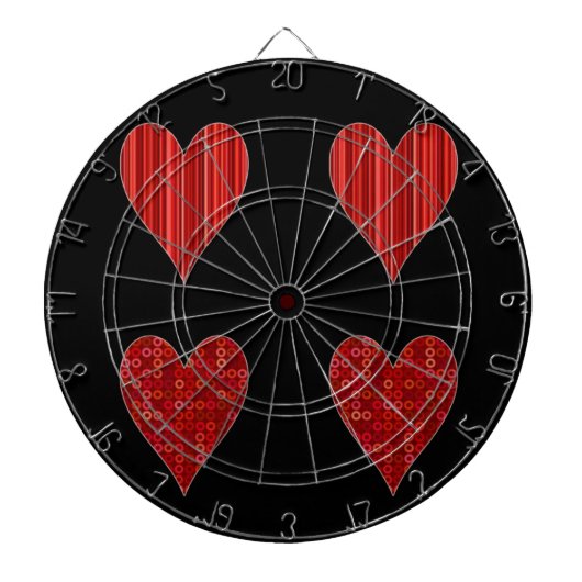 Decoratieve rode harten dartbord (Voorkant)