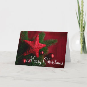 Decoratieve Rode Kerstster Vrolijk Kerstfeest Feestdagen Kaart