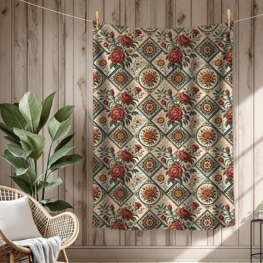 Decoratieve Rode Rozen Tegel Deken Warm Touch