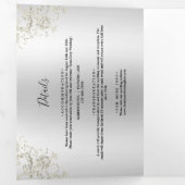 Decoratieve Romantische Zilveren Damast bruiloft Drieluik Uitnodiging (Binnenzijde eerst)