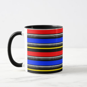 Decoratieve rood blauw zwart strepen mok