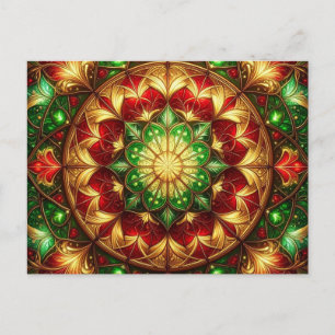 Decoratieve Rood Groene Kerst Vakantie Ansichtkaar Briefkaart