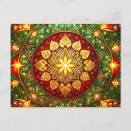 Decoratieve Rood Groene Kerst Vakantie Ansichtkaar Briefkaart