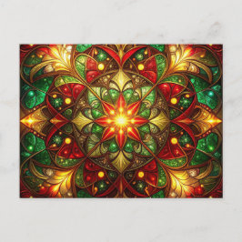 Decoratieve Rood Groene Kerst Vakantie Ansichtkaar Briefkaart