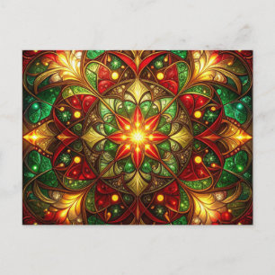 Decoratieve Rood Groene Kerst Vakantie Ansichtkaar Briefkaart