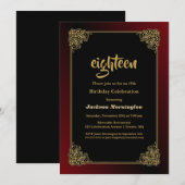 Decoratieve Rood Zwart Rood 18e verjaardag Kaart (Voorkant / Achterkant)