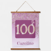 Decoratieve Roos Gouden Glitter Foto's 100e Verjaa Hangend Wandkleed (Voorkant 2)