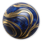 Decoratieve Royal Blue Gold Paint Wave Keramische Knop (Voorkant)
