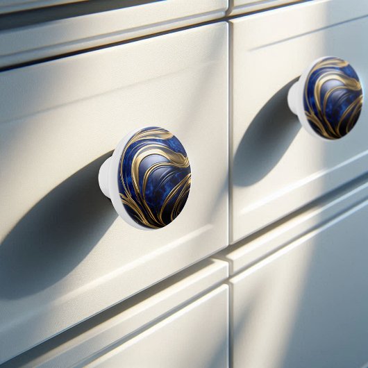 Decoratieve Royal Blue Gold Paint Wave Keramische Knop