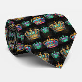 Decoratieve Royal Crown Zwart Patroon Stropdas (Opgerold)