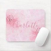 Decoratieve Roze Bloem Naam Muismat (Met muis)