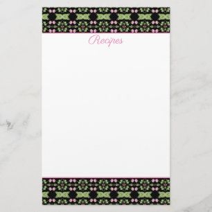 Decoratieve roze en groen gepatenteerde receptenbl briefpapier