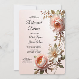 Decoratieve roze en witte bloemen repetitiediner kaart
