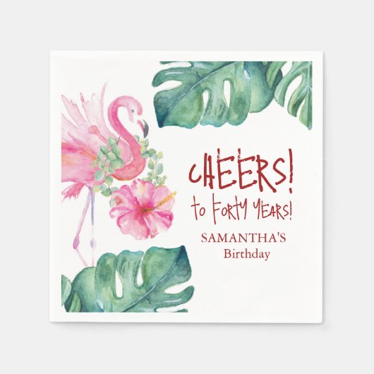 Decoratieve roze flamingo papieren servetten (Voorkant)