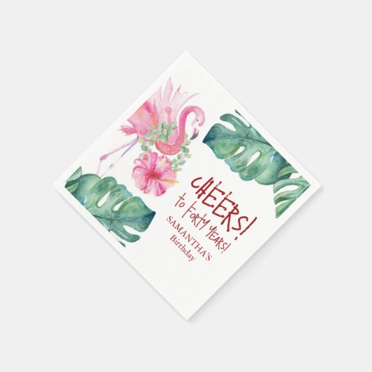 Decoratieve roze flamingo papieren servetten (Hoek)