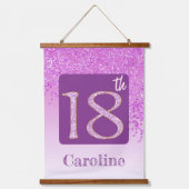 Decoratieve Roze Glitter 2 Foto's voor 18e Verjaar Hangend Wandkleed (Voorkant 2)