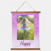 Decoratieve Roze Glitter 2 foto's voor 80e verjaar Hangend Wandkleed (Voorkant)