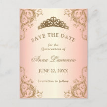 Decoratieve roze gouden Quinceanera Save The Date