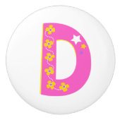 Decoratieve roze letter D monogramme handvatknop Keramische Knop (Voorkant)
