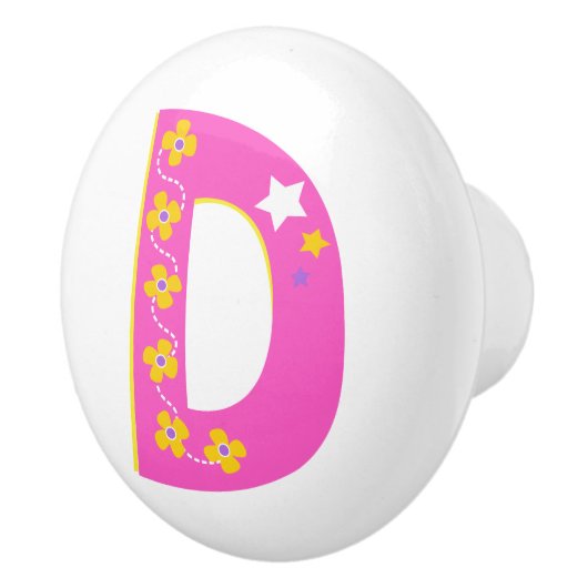 Decoratieve roze letter D monogramme handvatknop Keramische Knop (Rechts)