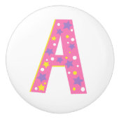 Decoratieve roze letter Een monogram handvat knop (Voorkant)