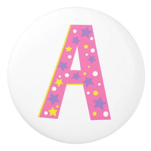 Decoratieve roze letter Een monogram handvat knop (Voorkant)