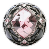 Decoratieve Roze Zwarte Faux Edelstenen Keramische Knop (Voorkant)