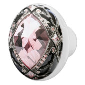 Decoratieve Roze Zwarte Faux Edelstenen Keramische Knop (Rechts)