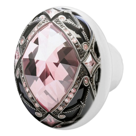 Decoratieve Roze Zwarte Faux Edelstenen Keramische Knop (Rechts)