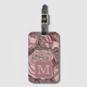 Decoratieve Rozen Blush Pink Monogram Bagagelabel (Voorkant (verticaal))