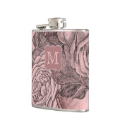 Decoratieve Rozen Blush Pink Monogram Heupfles (Links)