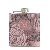 Decoratieve Rozen Blush Pink Monogram Heupfles (Voorkant)