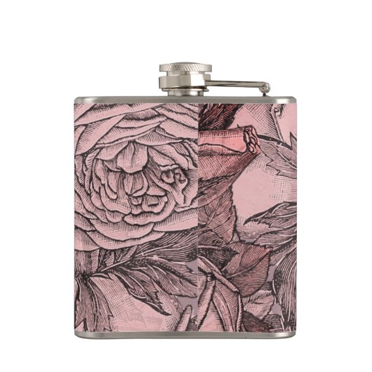 Decoratieve Rozen Blush Pink Monogram Heupfles (Achterkant)