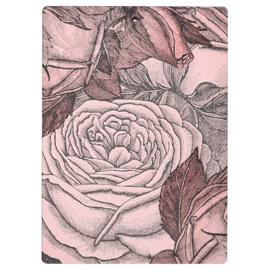 Decoratieve Rozen Blush Pink Monogram Klembord (Achterkant)