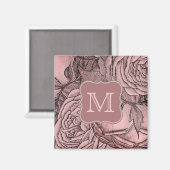 Decoratieve Rozen Blush Pink Monogram Magneet (Voorkant / Achterkant)