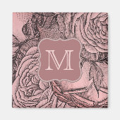 Decoratieve Rozen Blush Pink Monogram Magneet (Voorkant)
