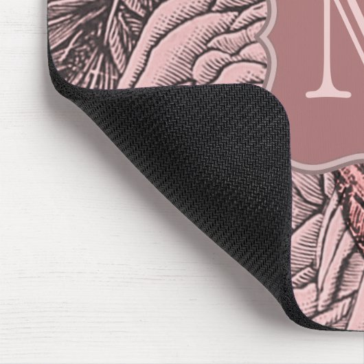 Decoratieve Rozen Blush Pink Monogram Muismat (Hoek)
