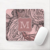 Decoratieve Rozen Blush Pink Monogram Muismat (Met muis)